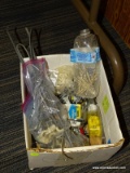 (R4) BOX LOT OF ASSORTED FASTENERS AND HARDWARE; BOX LOT TO INCLUDE WALL HOOKS, SCREWS, WIRE