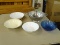 (R3) LOT OF ASSORTED COOKING ITEMS; INCLUDES A METAL STRAINER, A VINTAGE CORELLE BOWL WITH GREEN