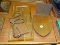 (R3) LOT OF PIPE STANDS AND BOOKEND; 3 PIECE LOT TO INCLUDE A TEAK AND BRASS PIPE STAND, A WOODEN