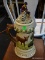 (R7) BEER STEIN COOKIE JAR; HAND PAINTED COOKIE JAR WITH A MAN AND DALMATION ON THE LID, AND A DEER