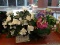 LOT OF ARTIFICIAL PLANTS IN BASKETS; 4 PIECE SET TO INCLUDE 2 MATCHING LEAFY PLANTS WITH MATCHING