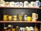 (SHELVES) LOT OF ASSORTED STEINS AND MUGS; 10 PIECE LOT TO INCLUDE A LIDDED STEIN, 6 ASSORTED