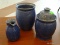 SET OF BLUE, HANDMADE POTTERY; 3 PIECE LOT TO INCLUDE A 6.5