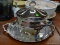 (R2) CHAFING DISH AND SERVING TRAY; 2 PIECE LOT TO INCLUDE A LIDDED CHAFING DISH AND A ROUND SERVING