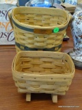 (R2) LONGABERGER BASKETS; 3 PIECE LOT TO INCLUDE A 1993 ROCKING BASKET, A 1998 TALL BASKET, AND A