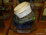 (R3) LOT OF ASSORTED BAKING DISHES; LOT INCLUDES A ROUND CAA BELLA TERRA COTTA BOWL, A FLORAL