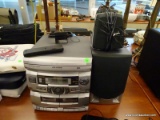 (R3) SHARP CD-C602 CD AND CASSETTE PLAYER WITH SHARP 4-SPEAKER SYSTEM.