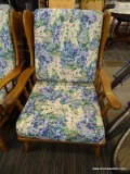 (R4) BAUMRITTER MCM WOOD FRAMED WING CHAIR; CURVED ARMS, BANNISTER BACK, WITH SPINDLE SIDES AND
