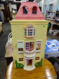 (R5) FISHER PRICE 212 3-STORY DOLLHOUSE WITH ASSORTED DOLL HOUSE FURNITURE.