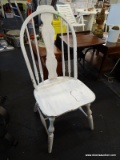 (R6) WINDSOR STYLE SIDE CHAIR; WHITE PAINTED, WINDSOR STYLE SIDE CHAIR WITH A VASE BACK, TURNED