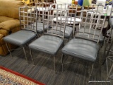 (R7) SHAVER-HOWARD STEEL CHAIRS; SET OF 6 STAINLESS STEEL CHAIRS WITH BASKET WEAVE BACKS AND DEEP