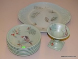 (R2) PFALTZGRAFF WINTERWOOD DISHES; 8 PIECE LOT TO INCLUDE 6 SALAD PLATES, A COMPOTE DISH, AND A