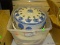 TUB LOT OF ASSORTED SERVING DISHES AND PLACEMATS; LOT TO INCLUDE A LOUISVILLE STONEWARE BLUE