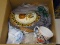 BOX LOT OF ASSORTED CHINA; LOT INCLUDES 4 HALLOWEEN PLATES AND 16 HALLOWEEN COFFEE MUGS.
