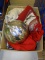 BOX LOT OF ASSORTED ITEMS; INCLUDE A SILVER PAINTED GLASS PUMPKIN AND ASSORTED CHRISTMAS