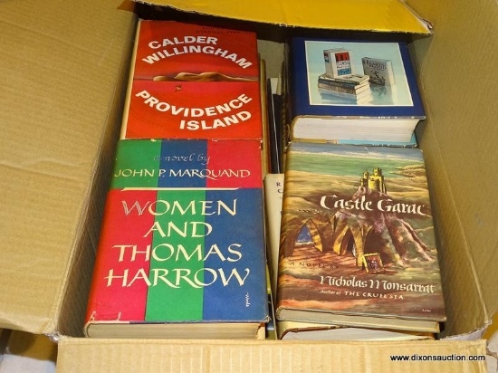 BOX LOT OF ASSORTED BOOKS; INCLUDES "WORLD'S GREAT TALES OF THE SEA", "READER'S DIGEST CONDENSED