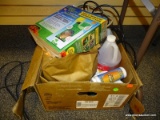 BOX LOT OF ASSORTED SHOP ITEMS; INCLUDES A GALE FORCE FAN, GENERAL HYDROPONICS AND ORGANICS