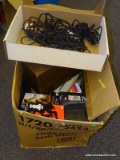 BOX LOT OF ASSORTED ITEMS; INCLUDES HORIZON HIGH-DEFINITION MIDI-QUAD CORDS, A XEROX ELECTRONIC HOLE