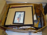 BOX LOT OF WALL ART; LOT TO INCLUDE 2 M.J. HUMMEL ROUND STAINED GLASS, A BACKDOOR GUESTS ARE BEST