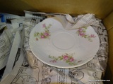 BOX LOT OF ASSORTED CHINA; INCLUDES 8 HABSBURG PINK ROSE CHINA, OLD NUREMBERG BAVARIA GERMANY HALF