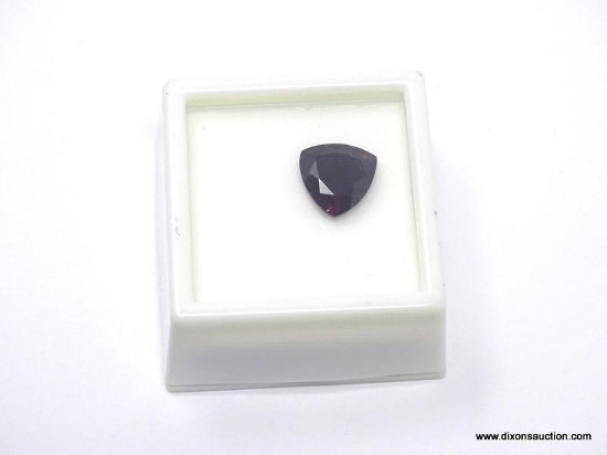 4.9CT TRILLION RHODOLITE GARNET 11MM X 11MM.