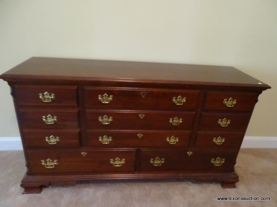 (MBED) DRESSER; PENNSYLVANIA HOUSE CHERRY 11 DRAWER DRESSER- DRAWERS ARE DOVETAILED WITH OAK