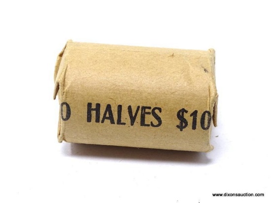 SILVER HALF DOLLAR, $10 BANK ROLL. DATES VARY.