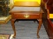 (WALL) PENNSYLVANIA HOUSE SIDE TABLE; QUEEN ANNE STYLE, SINGLE DRAWER END TABLE WITH A BRASS BATWING