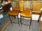 (R2) PAIR OF BAR CHAIRS; 2 PIECE SET OF BAR CHAIRS WITH A POWDER COATED METAL FRAME AND A NATURAL