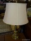 (R2) STIFFEL TABLE LAMP; POLISHED BRASS TABLE LAMP WITH VISIBLE BRUSH STROKES AND A FINIAL AND