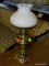 (R2) B&H OIL LAMP CONVERTED TO ELECTRIC; POLISHED BRASS OIL LAMP CONVERTED TO ELECTRIC WITH A WHITE