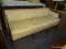 (R2) BIGGS SHERATON STYLE SOFA; MAHOGANY FRAMED, SHERATON STYLE, BIGGS SOFA WITH A BENCH CUSHION,