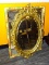 (WALL) LOT OF MIRRORS; 2 PIECE LOT TO INCLUDE AN ORNATE, GOLD TONED, PLASTIC FRAMED OVAL MIRROR AND