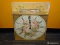 (WALL) WALL CLOCK AND PRINTS; 4 PIECE LOT TO INCLUDE A PINK ROSES CLOCK (16