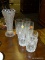 (R3) LOT OF ASSORTED GLASSWARE; 8 PIECE LOT TO INCLUDE 4 LENOX CUT CRYSTAL WATER GLASSES, 3 LENOX