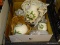 (R3) BOX LOT OF ASSORTED CHINA; INCLUDES A PAIR OF SALT/PEPPER SHAKERS, A GINGER JAR (MISSING LID),