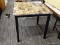 (R3) SQUARE KITCHEN TABLE; COMPOSITE STONE TOP TABLE WITH A BLACK FINISHED WOODEN LEGS. MEAUSRES 36