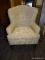 (R4) HAVERTYS WINGBACK ARM CHAIR; HIGH LEG WING CHAIR WITH CONOVER CREAM, TEXTURED UPHOLSTERY AND