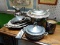 (BWALL) LOT OF ASSORTED SILVERPLATE; LOT TO INCLUDE A COVERED BOWL, A CHAFFING DISH, A SALAD SERVER