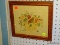 (BWALL) STENCIL STYLE, FRUIT STILL LIFE PRINT. SITS IN A WOODEN FRAME. MEASURES 11.75