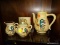 (R1) PENSBURY POTTER TEA SET AND PLANTER; 4 PIECE LOT TO INCLUDE A ROOSTER TEA POT, CREAMER, AND