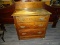 (R1) 3-DRAWER WASH STAND; ANTIQUE, 3-DRAWER WASHSTAND WITH A SPLASH BACK, WHEAT CARVED DRAWER