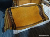 (R2) HAND WOVEN BLANKET; AUTUMN COLORED, HAND WOVEN BLANKET HAS 