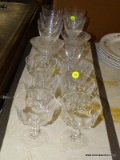 (R2) LOT OF CRYSTAL GLASSWARE; 14 PIECE LOT TO INCLUDE 5 WINE GLASSES, 2 DESSERT CUPS A CORDIAL CUP,