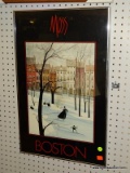 (WALL) P. BUCKLEY MOSS BOSTON FRAMED POSTER WITH AN ICE SKATING SCENE. SIGNED TO PAUL IN JUNE 1984.