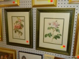 (WALL) PAIR OF ROSE PRINTS; 2 PIECE LOT TO INCLUDE A 
