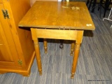 (R2) SIDE TABLE; WALNUT END TABLE WITH POLE LEGS. MEASURES 21.5