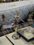 (R4) CRESCENT SILVERPLATE, 4-ARM CANDELABRA WITH A CANDLE STICK IN THE CENTER. MEASURES 17