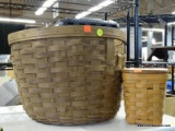 (R4) LONGABERGER BASKETS; 2 PIECE LOT TO INCLUDE A LONGABERGER 1996 TISSUE BOX WITH HEART SHAPED CUT