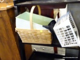 (R4) LOT OF BASKETS; 3 PIECE LOT TO INCLUDE A RECTANGULAR WICKER BASKET WITH ARCH HANDLE (14
